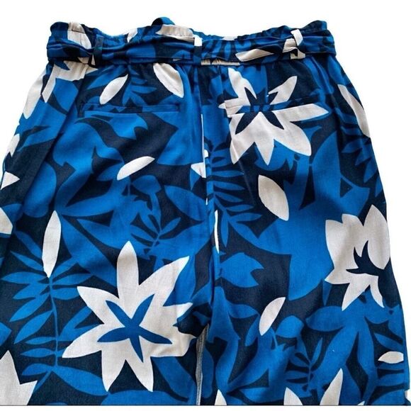 LOFT Spring Blue Floral Fresco Paper Bag Pants Women Size Petite Small SP PS - Picture 7 of 7